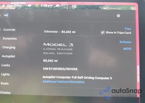 2020 Tesla Model 3 Long Range Dual Motor All-Wheel Drive from USA, damaged, VIN 5YJ3E1EB3LF801056